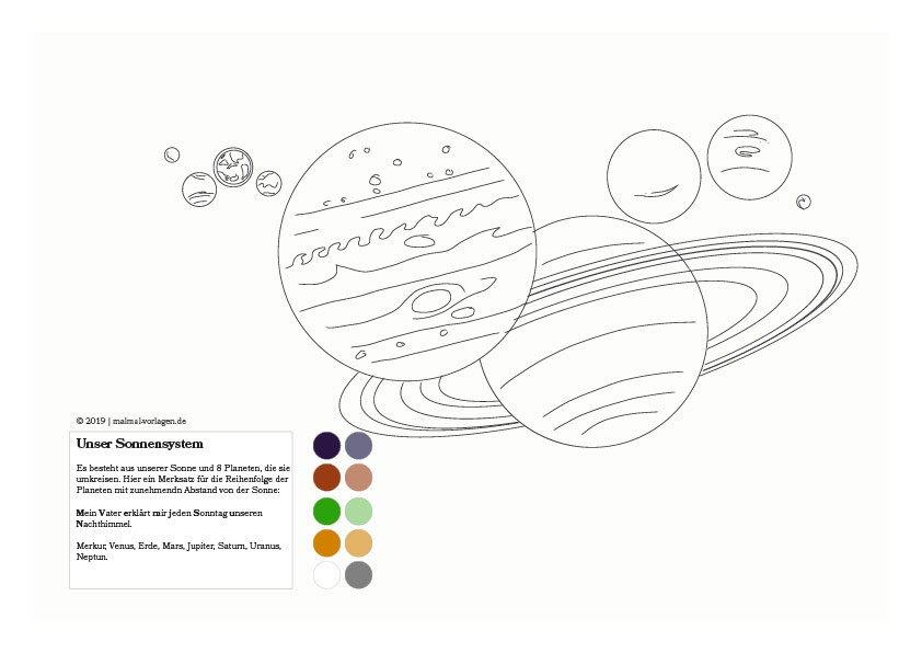 Ausmalbild Sonnensystem | PDF Download