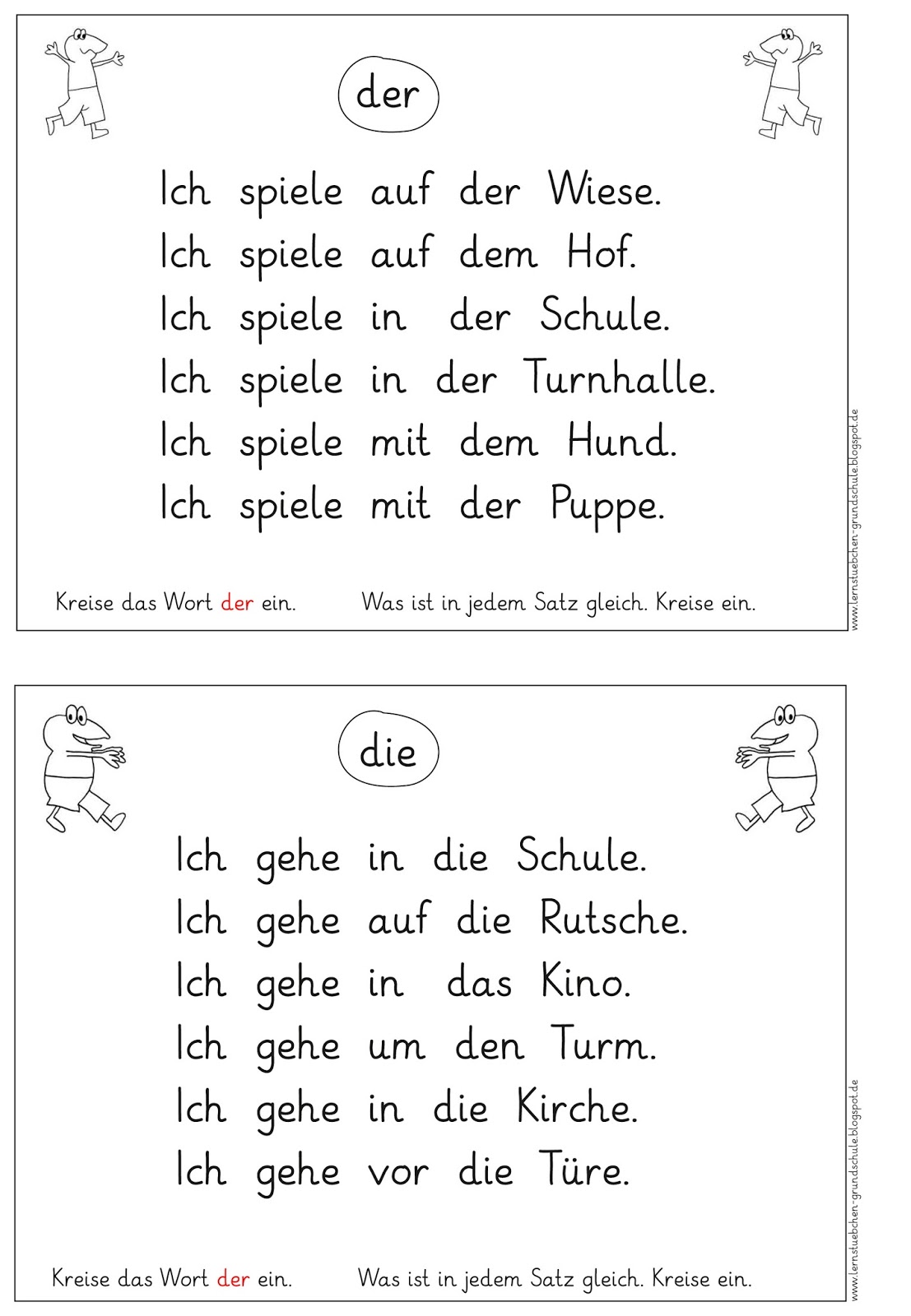 zwei Leseblätter für die besondere Förderung | Lernen tipps schule