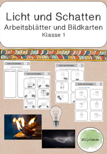 Licht und Schatten - Arbeitsblätter und Bildkarten