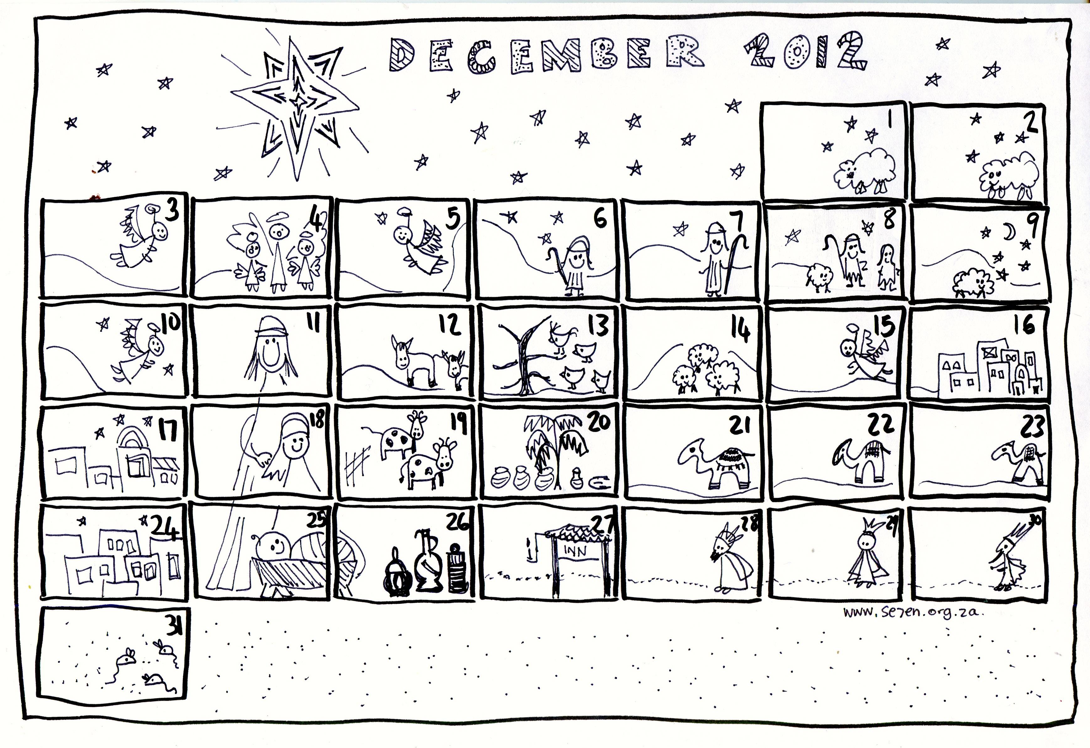 Printable Colouring Advent Calendar Printable Coloring Pages