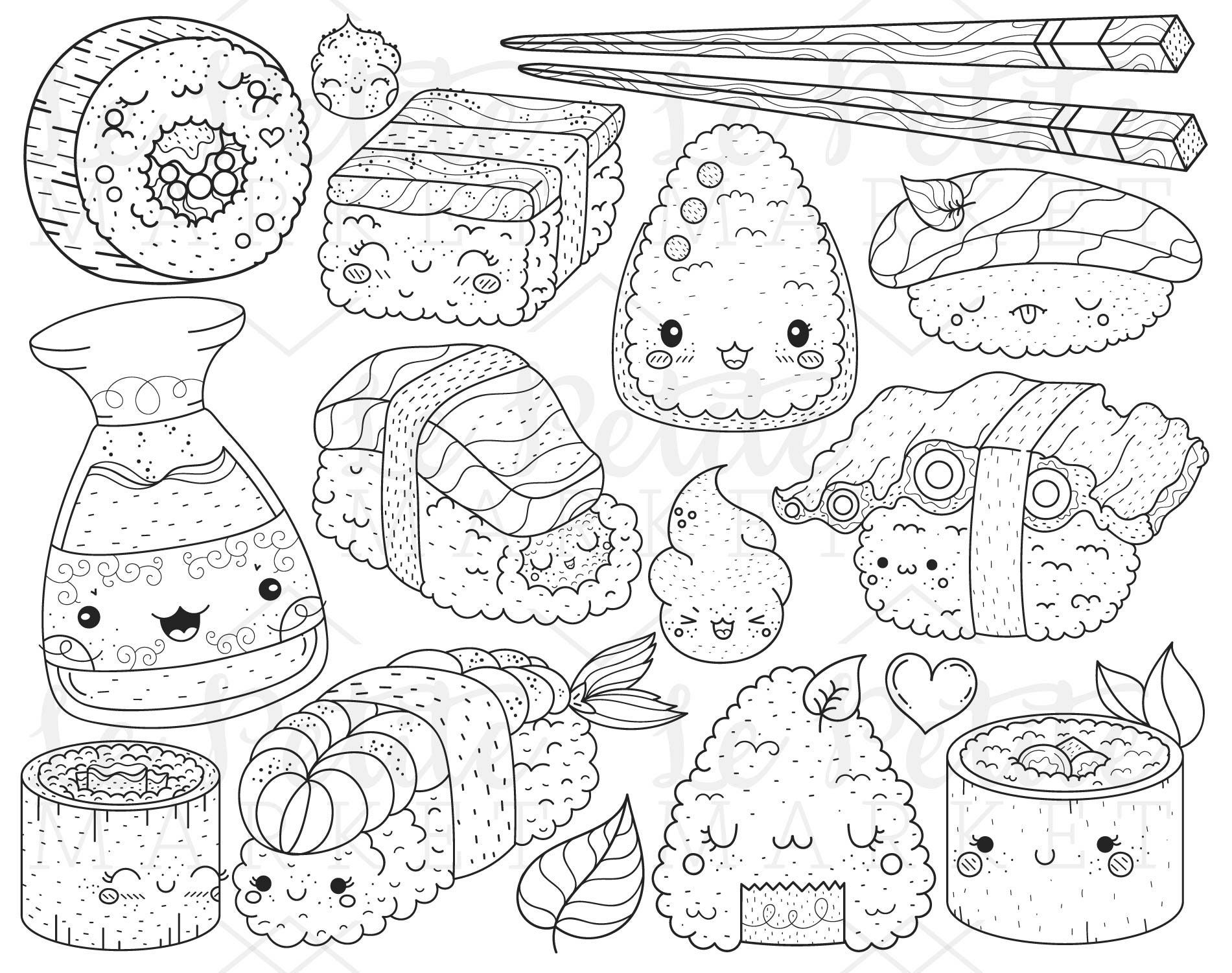 Japan Sushi Clipart Images Kawaii Food Clip Art Sushi - Etsy in 2022