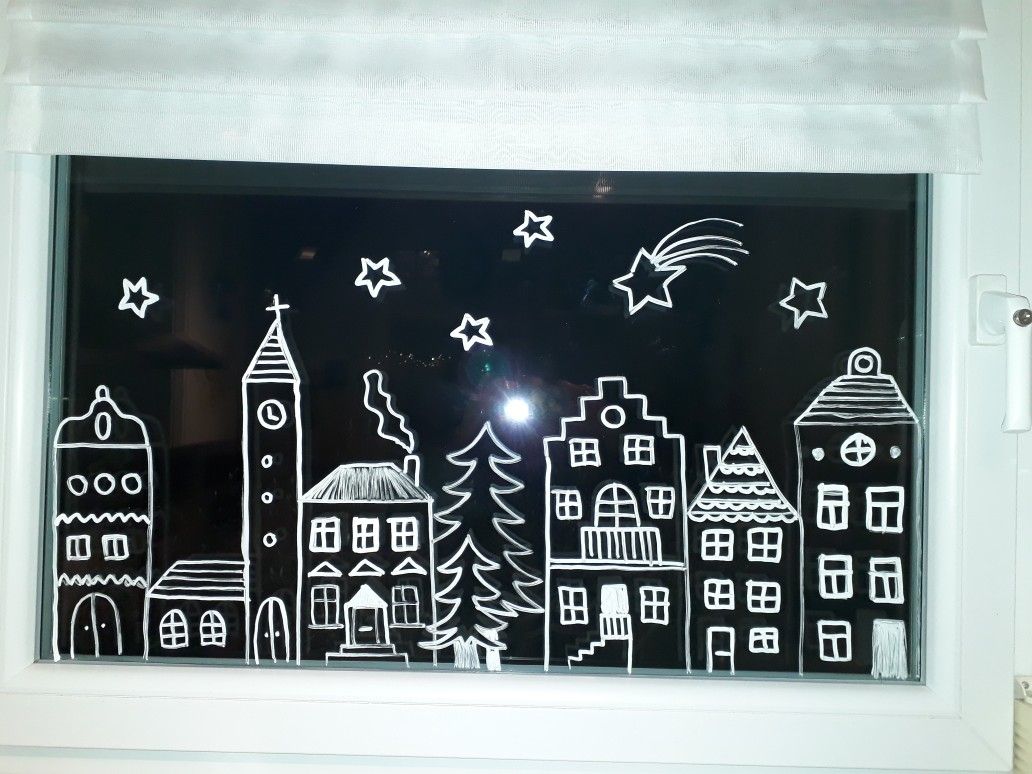 Fensterbild Kreide | Basteln weihnachten fenster, Fensterbilder