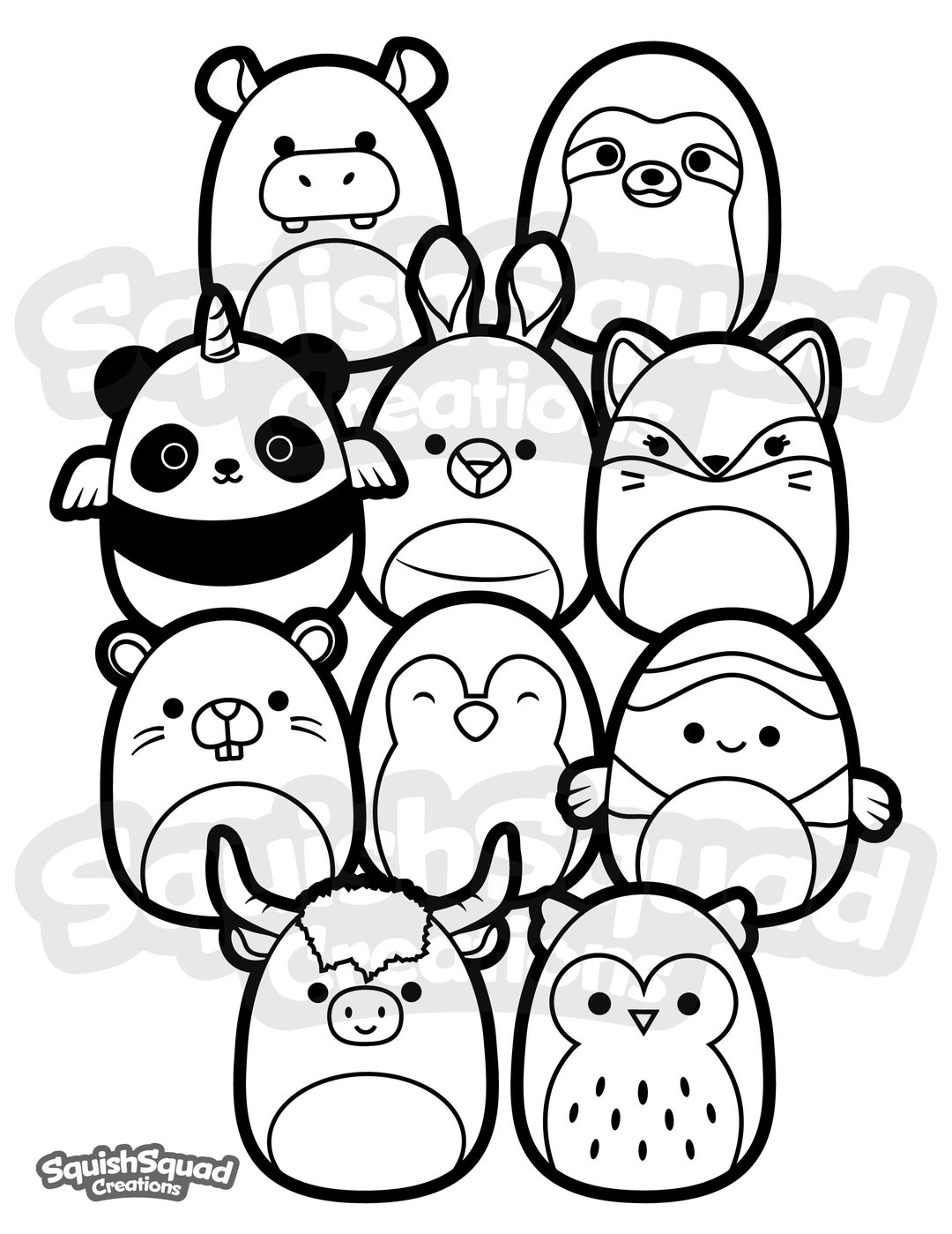 Squishmallow Coloring Page, Printable Squishmallow Coloring Page