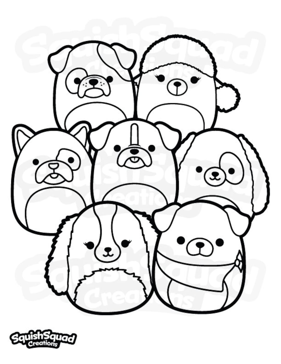 Squishmallow Dog Squad Coloring Page, Printable Squishmallow Coloring