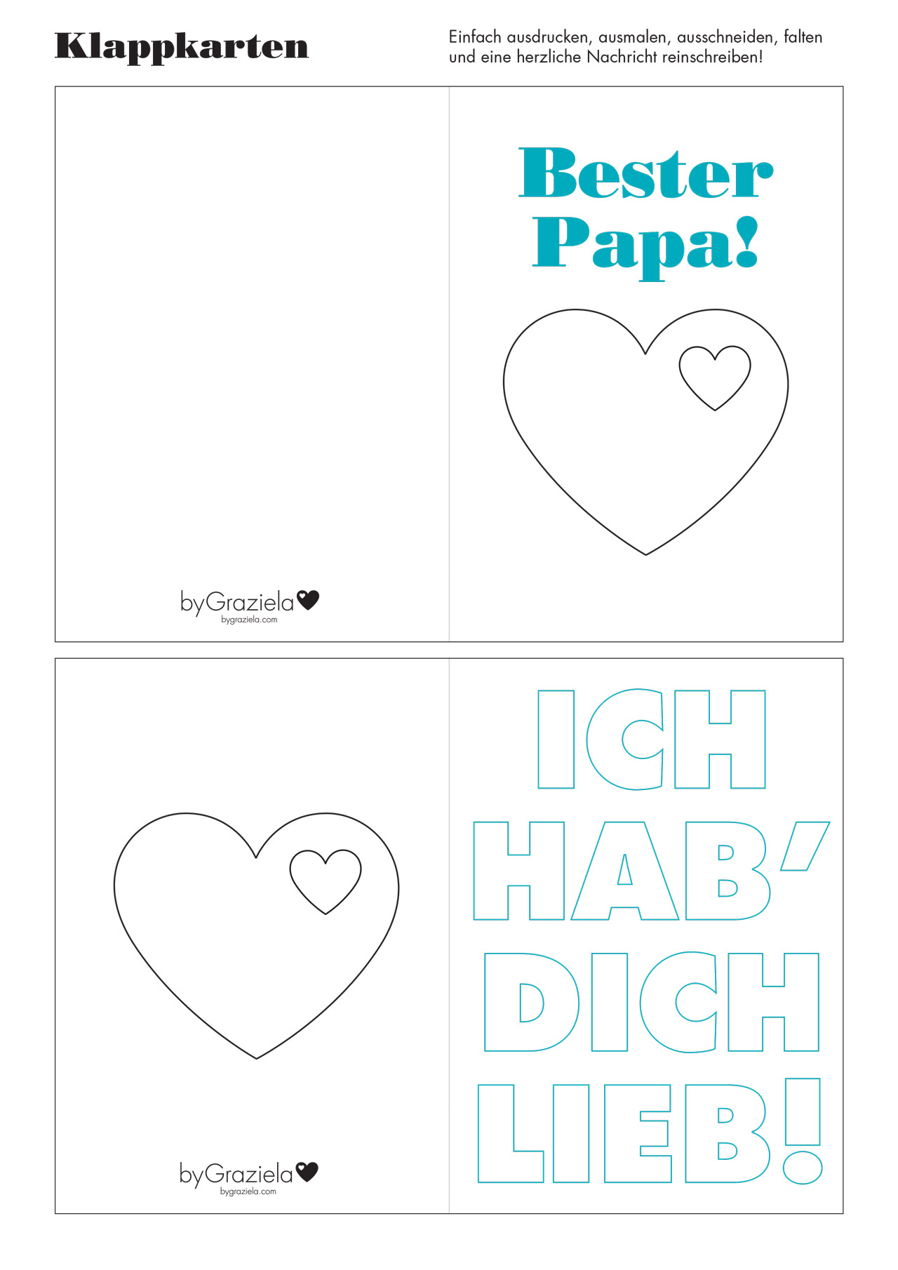 Freebie: Vatertags Karte zum Ausmalen | Freebies | Blog | byGraziela