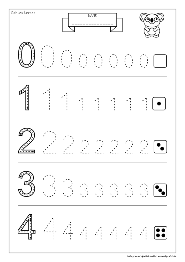 Arbeitsblätter Vorschule | wortgewitzt | Vorschulübungen, Zahlen lernen