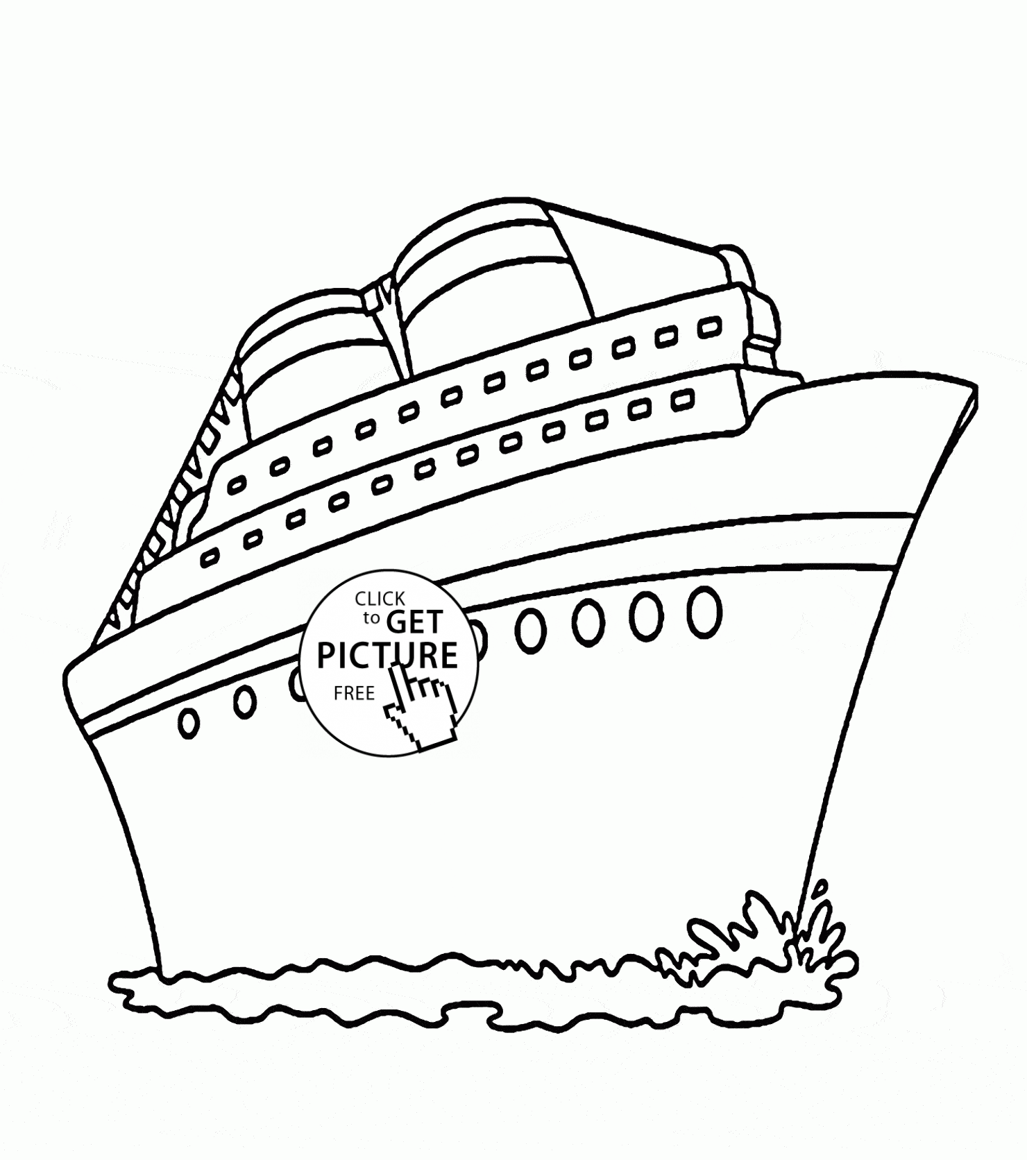 Cruise Ship coloring page for kids, transportation coloring pages