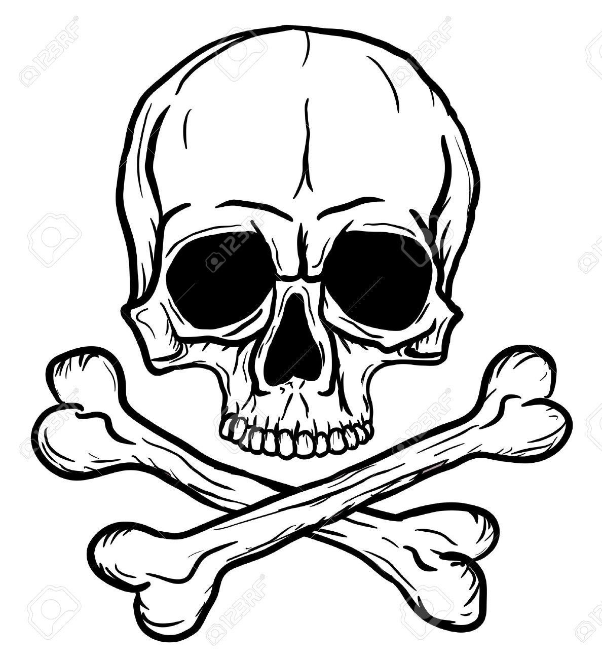 Skull and Crossbones isolated over white background Skull Art Drawing