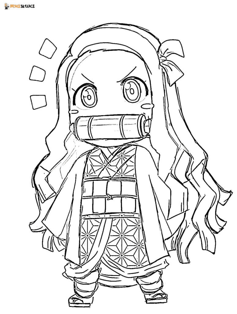 Chibi Kamado Nezuko Coloring Page - Free Printable Coloring Pages