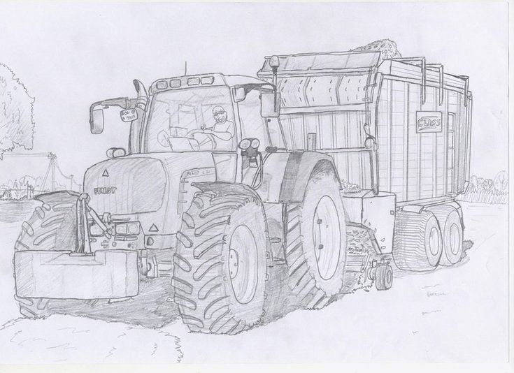 Ausmalbild Traktor Mit Ladewagen