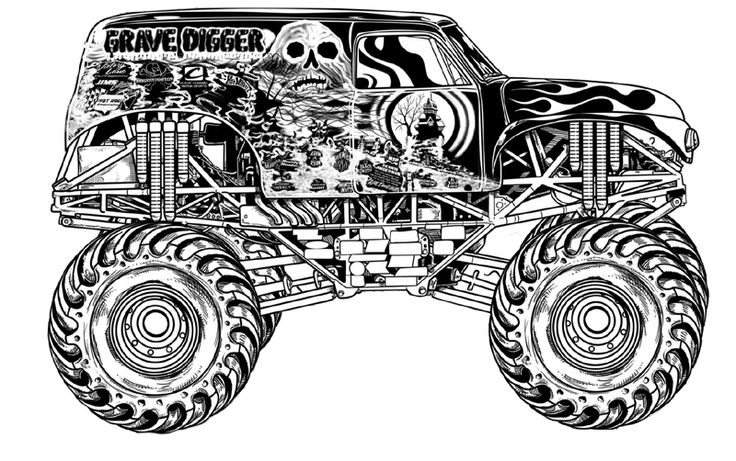 Easy Monster Truck Coloring Page - Free Coloring Pages Online