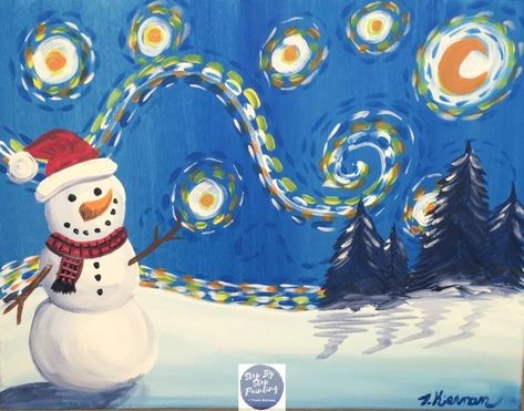 Einen Schneemann im Schnee im Winter mit Acrylfarben malen, Tracie