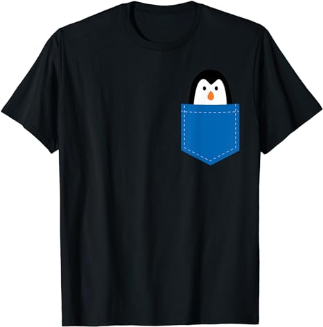 Dicker Pinguin in Tasche Arktis Vordertasche Brust Antarktis T-Shirt