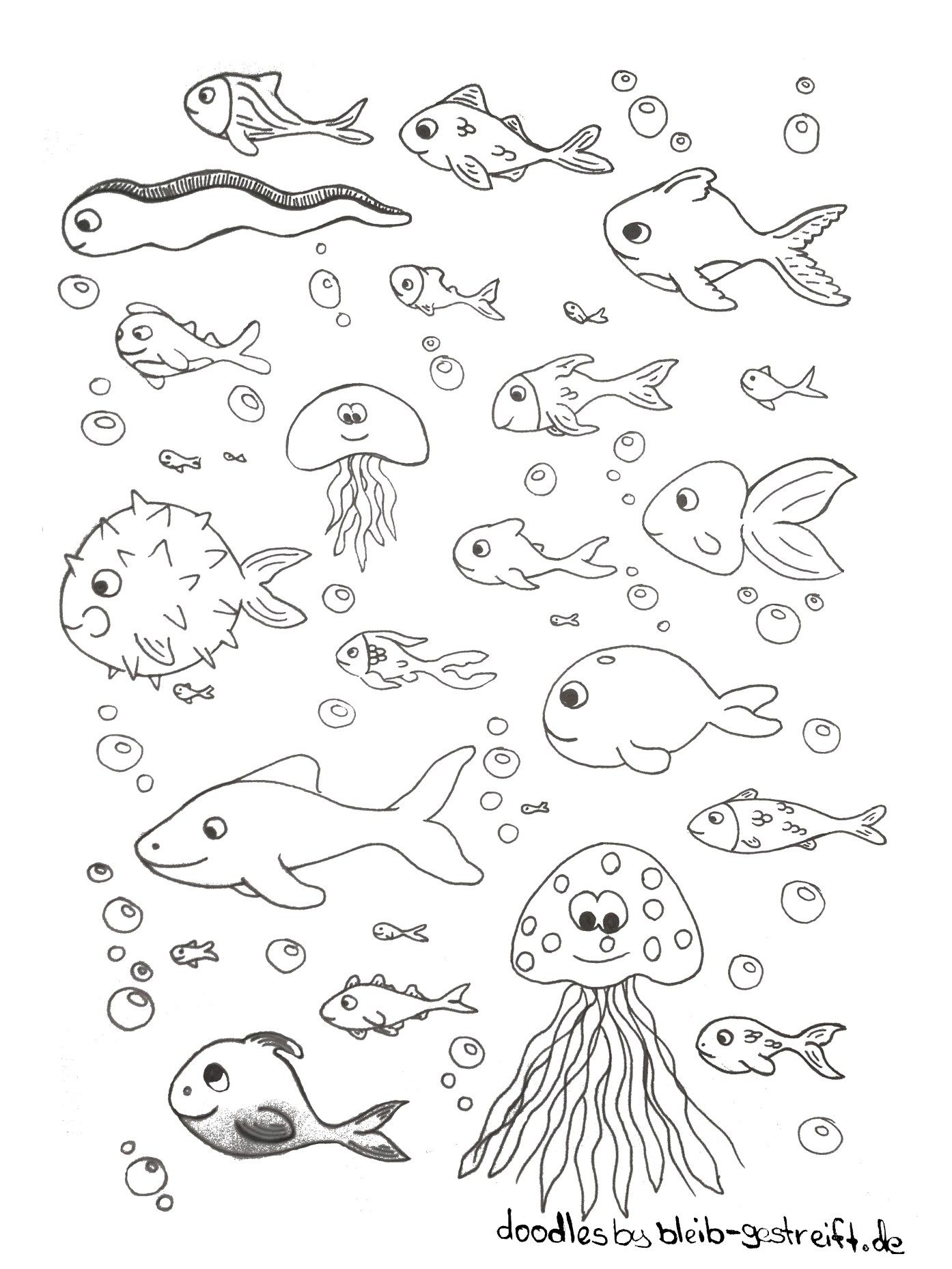 Doodles zeichnen - | Fische zeichnen, Fisch malen, Meerjungfrauen zeichnen