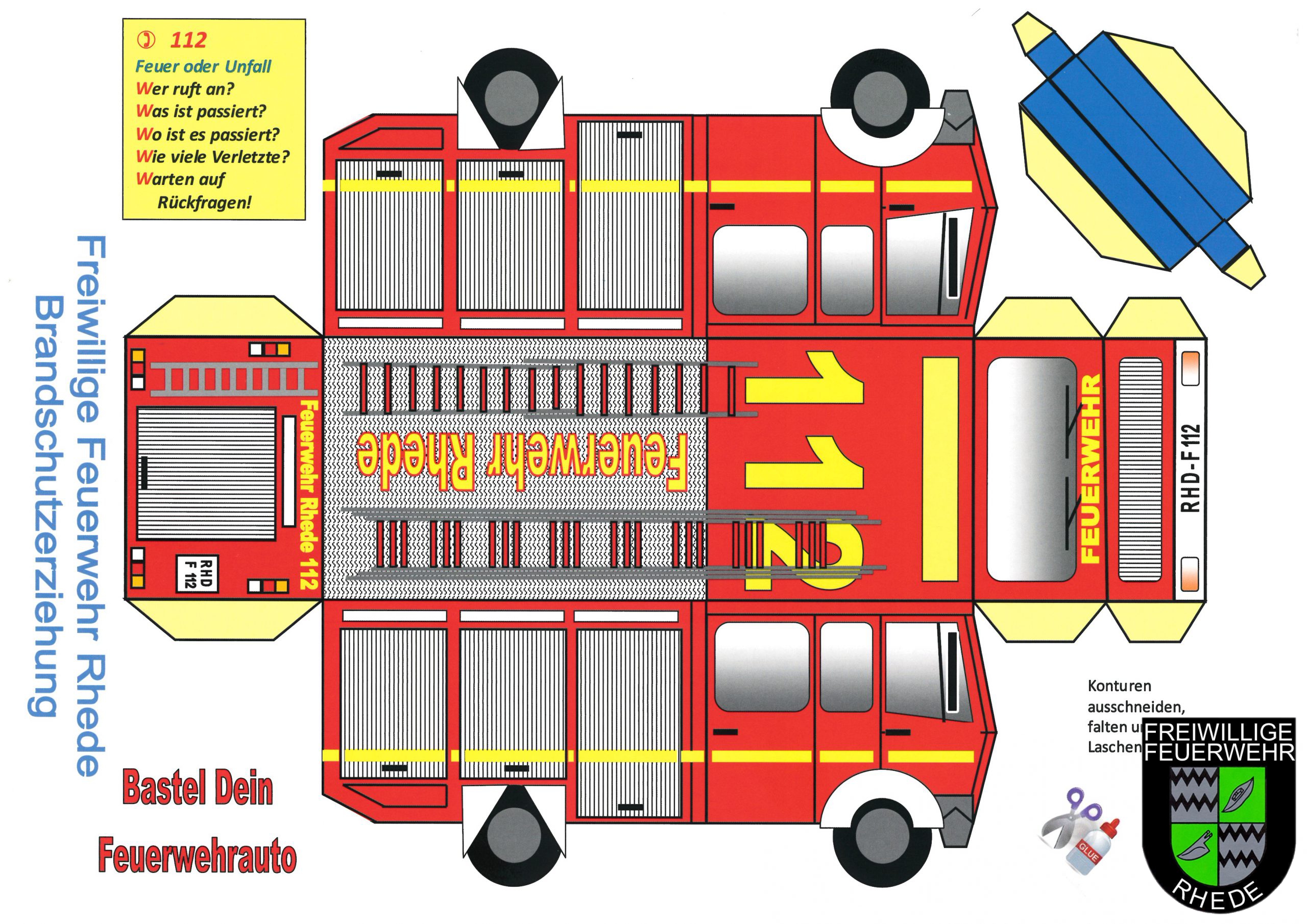 Ausmalbilder und Bastelvorlagen | Feuerwehr Rhede