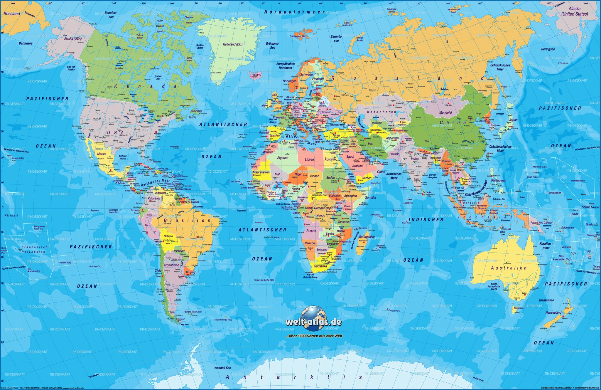 Weltkarte Politisch Welt Atlas de bei Weltkarte Länder Beschriftet