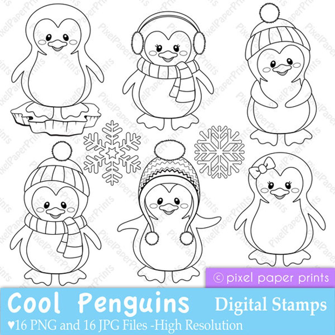 CoolPinguine digitale Briefmarken digitaler Download - Etsy.de | Sellos