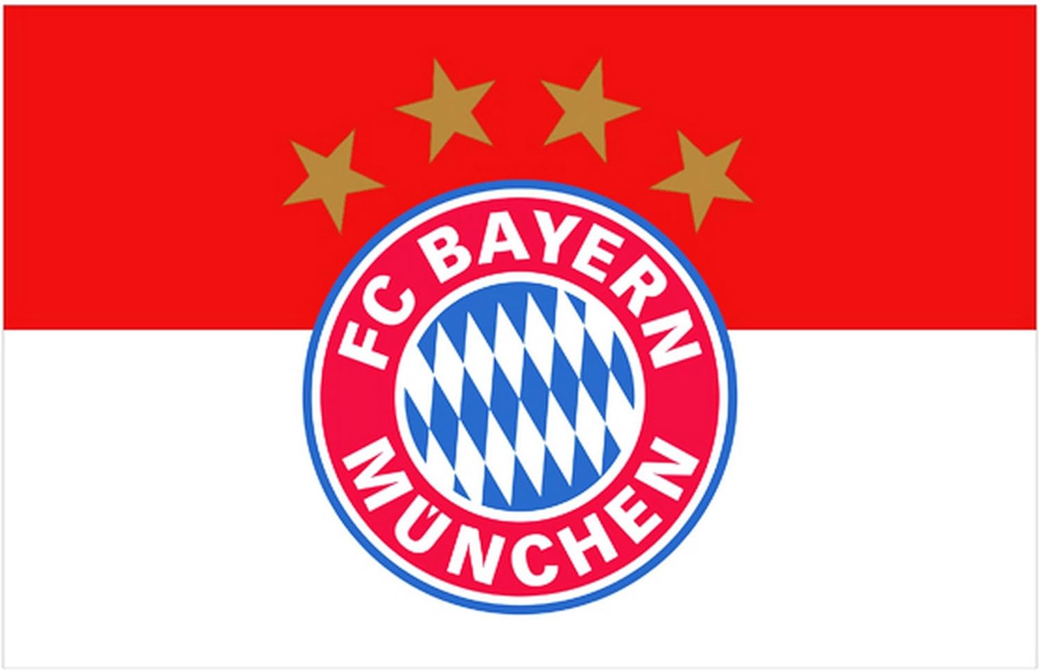 FC Bayern München Fan Flagge mit Club Wappen (Einheitsgröße) (Weiß/Rot