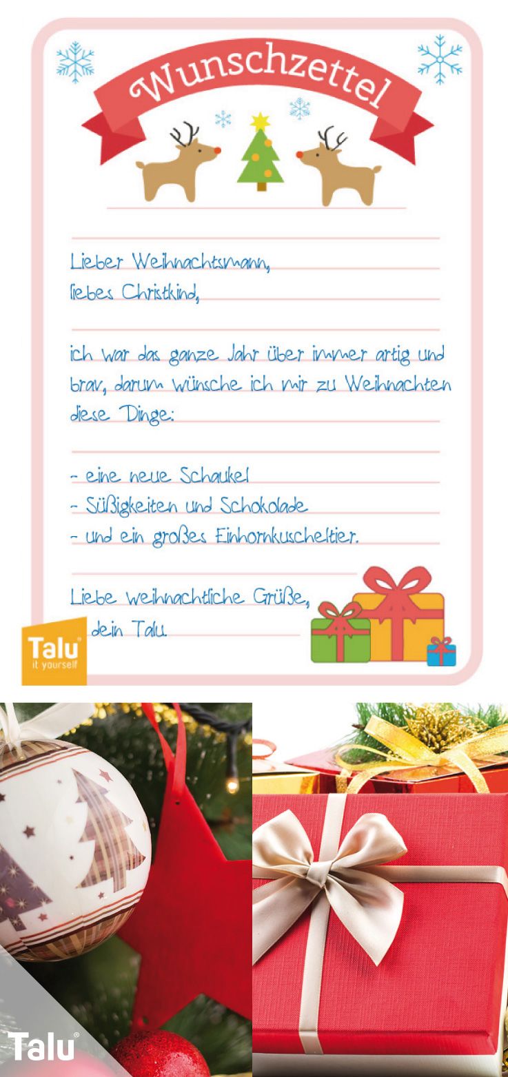 Wunschzettel für Weihnachten - Word-Vorlage zum Ausdrucken | Basteln