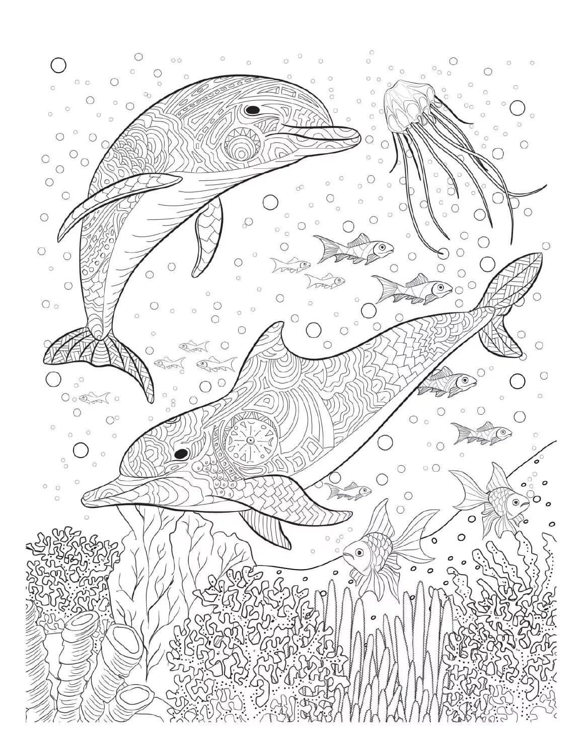 Dolphins Coloring Pages. 100 Pictures Free Printable