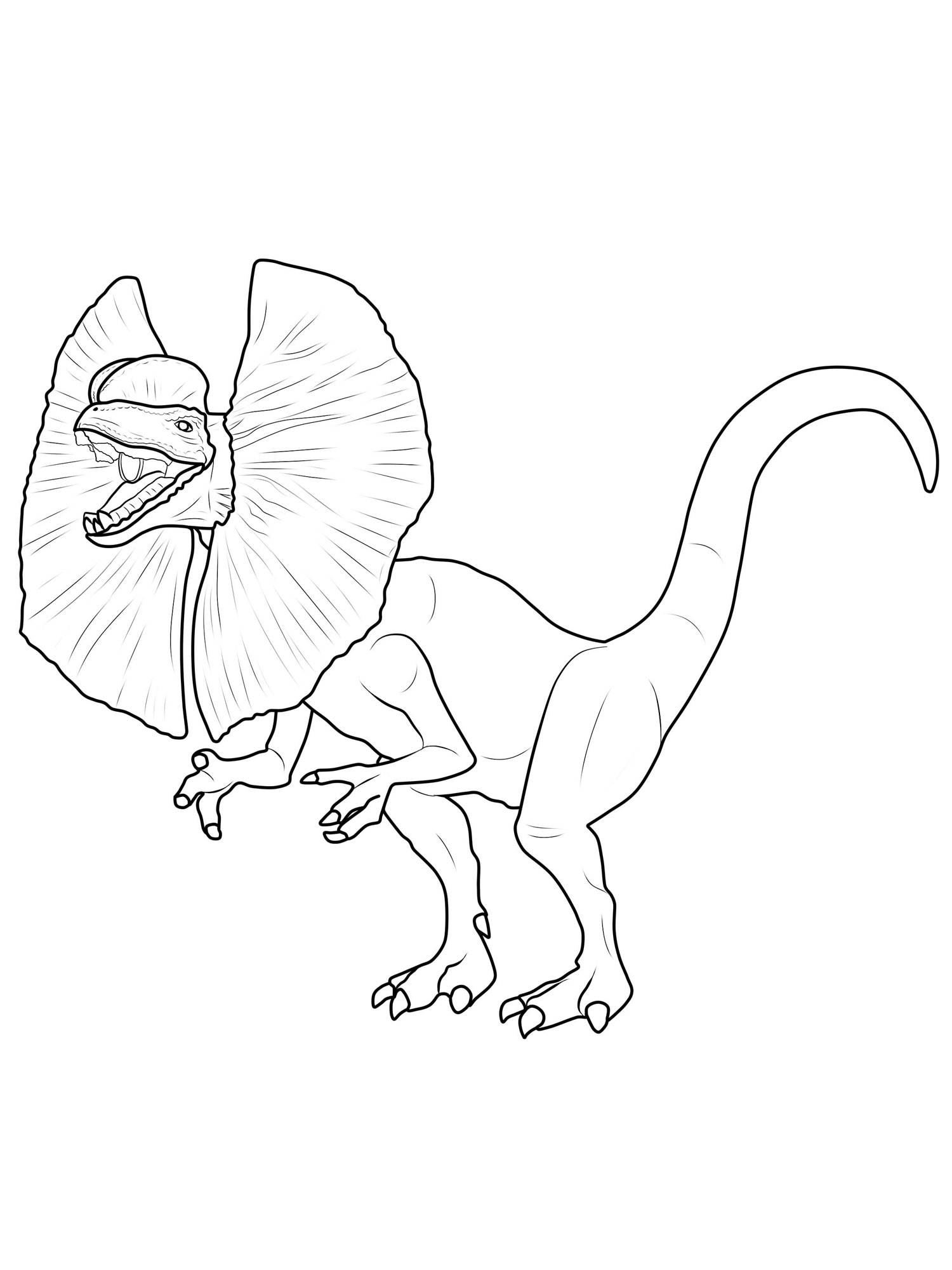 Ausmalbild Dinosaurier und Steinzeit: Dinosaurier: Dilophosaurus