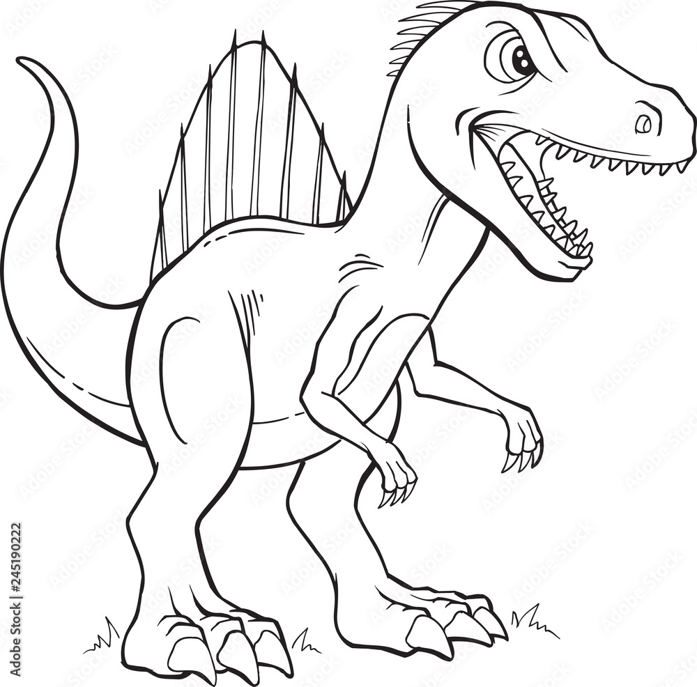 Spinosaurus Dinosaur Coloring Page Vector Illustratio - vrogue.co