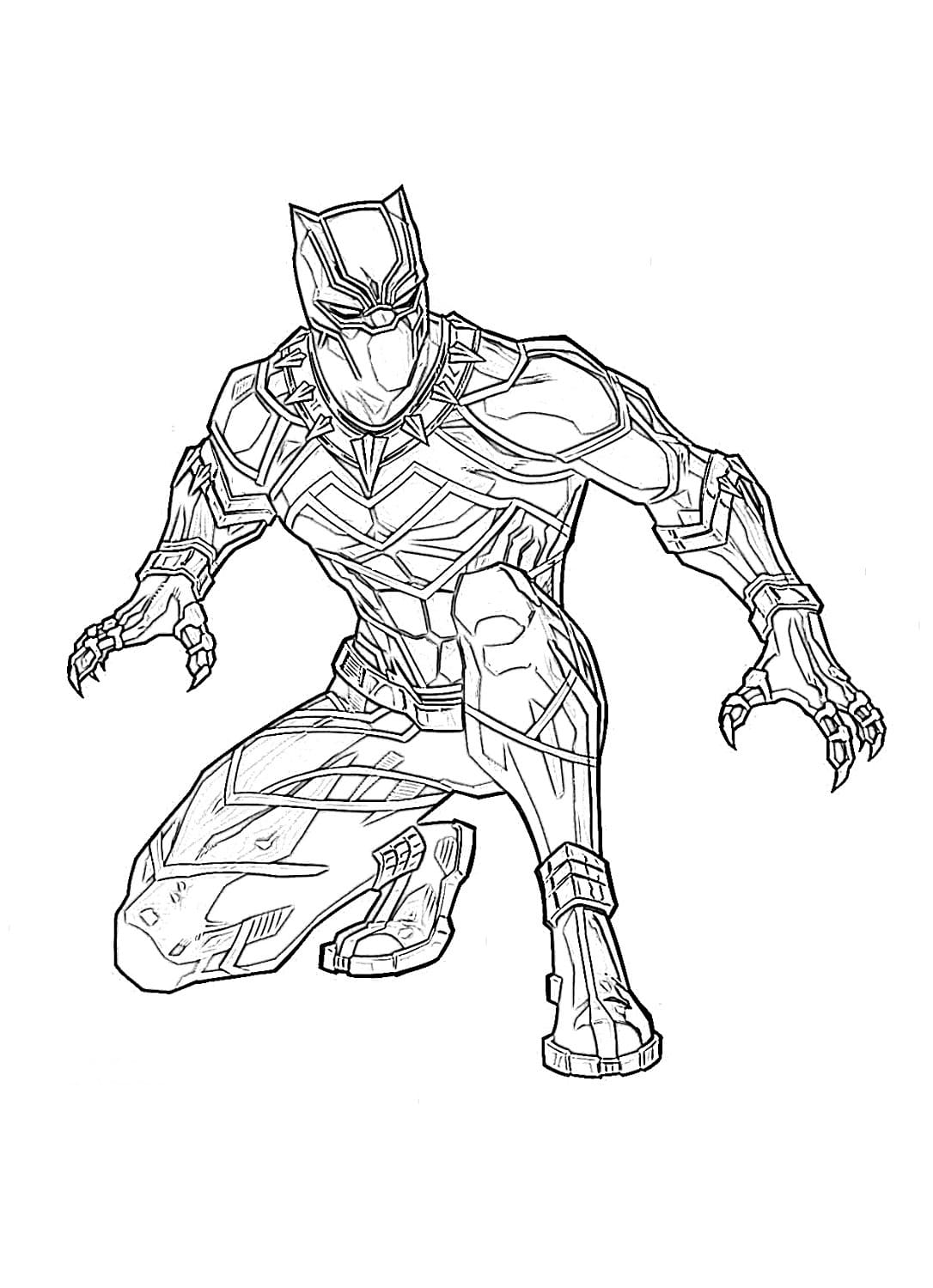 Coloring pages Black Panther. Superhero Marvel Free