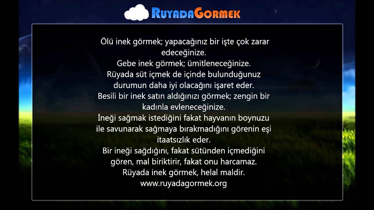 Rüyada Inek Görmek Ne Anlama Gelir? - Youtube ilgili Rüyada Ölmüş Akrabalarını Görmek Ne Anlama Gelir