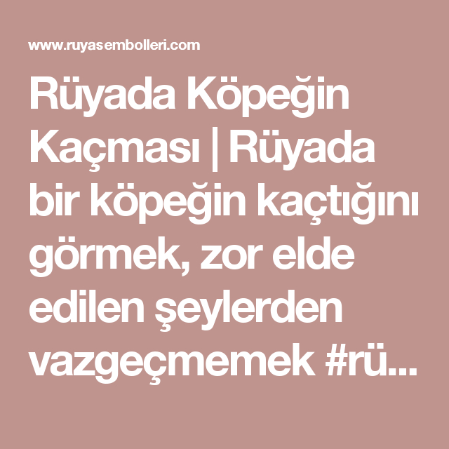 Rüyada Köpeğin Kaçması | Rüyada Bir Köpeğin Kaçtığını Görmek, Zor Elde fiçin Rüyada Köpeğin Isırmaya Çalışması Ne Demek