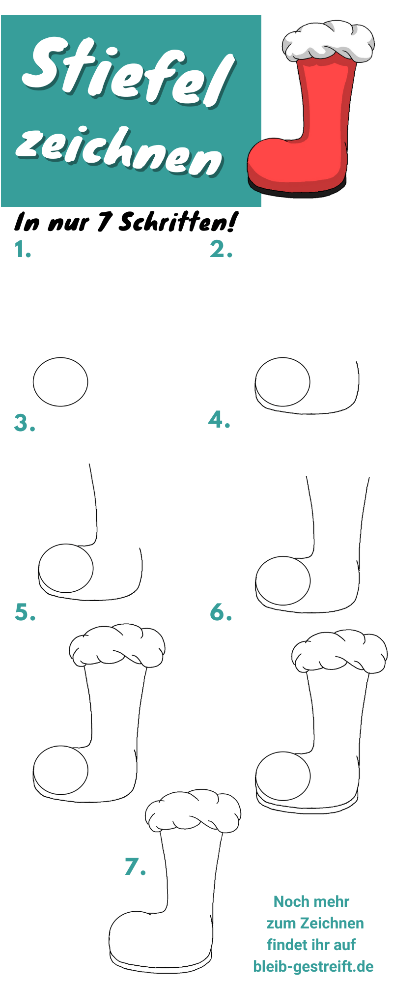 Nikolausstiefel zeichnen - in nur 7 einfachen Schritten