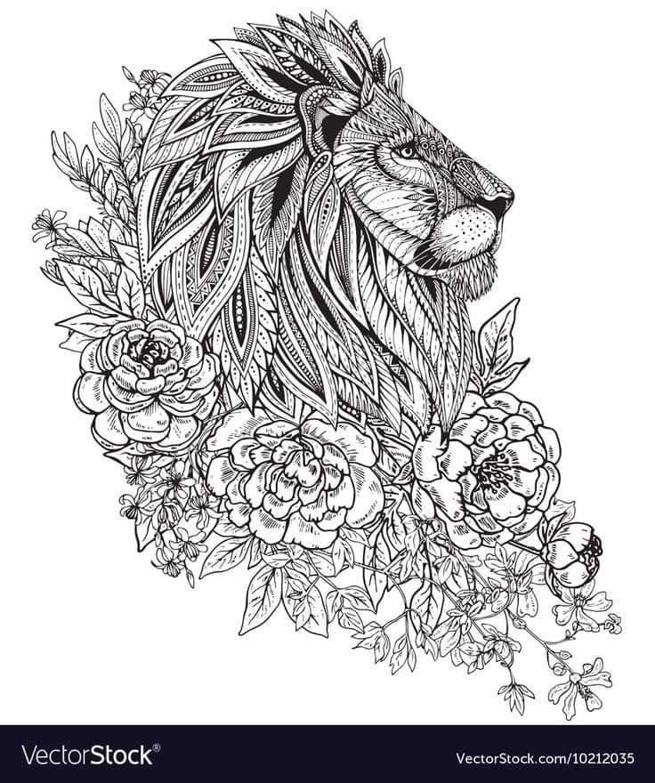 Mandala Lion Tattoo, Lion Flower, Lion Tattoo Design, Tattoo Designs