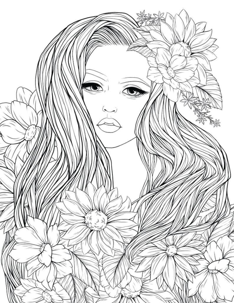 44 Flower Coloring Pages Floral Adult Coloring Pages Printable Adult