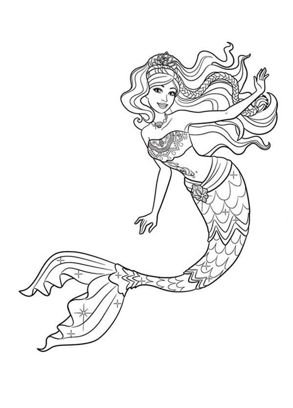 Barbie Mermaid Coloring Pages Malvorlage Prinzessin, Malvorlagen Für