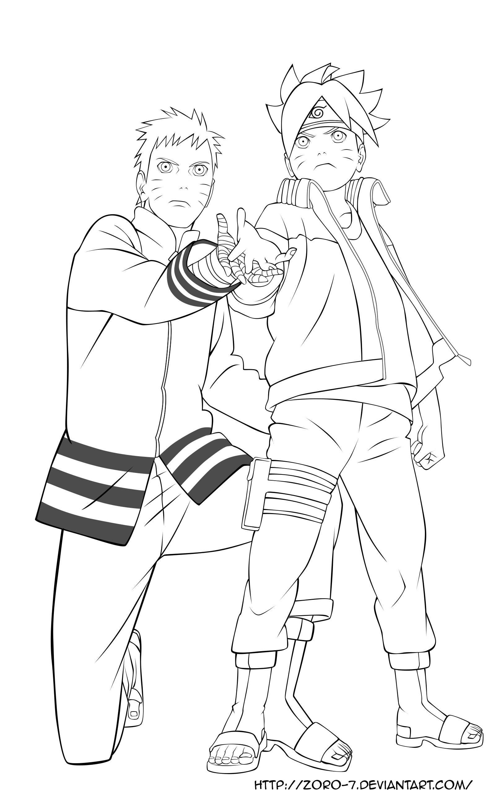 Boruto Learning Rasengan With Naruto Coloring Page - Free Printable