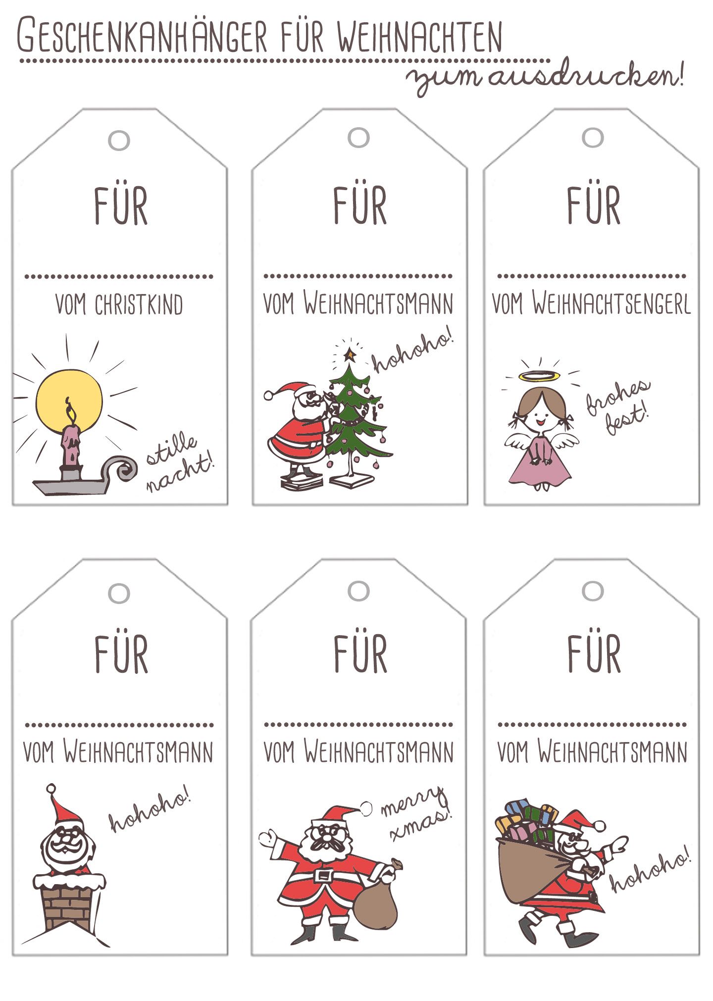 Free Printables - Geschenkanhänger für Weihnachten - | Geschenkanhänger