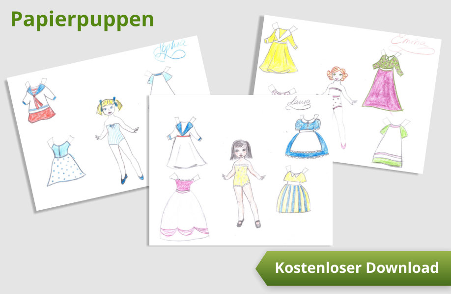 Papierpuppen zum Ausschneiden und selbst gestalten ~ Deine Kinder