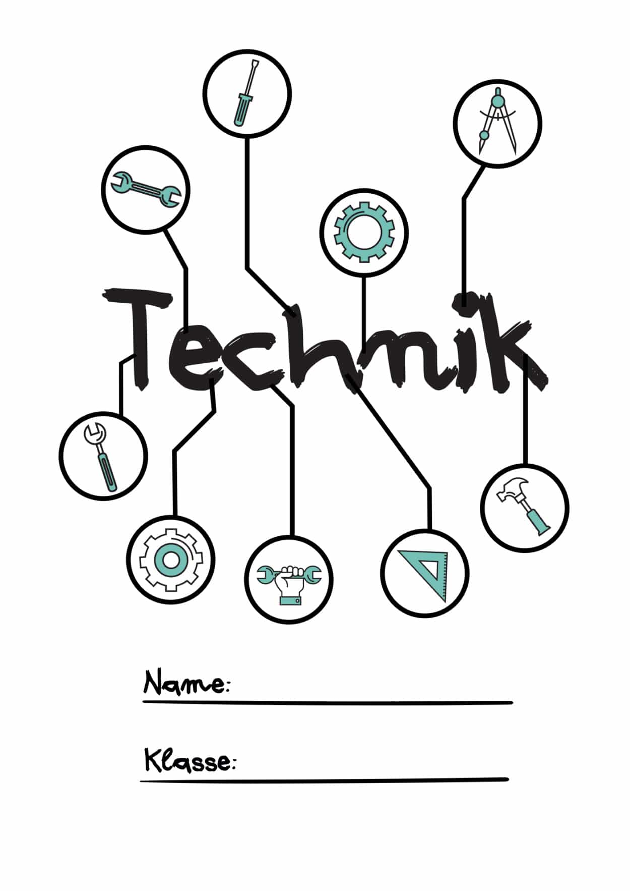 6 Deckblätter für Technik zum Ausdrucken - Wunderbunt.de