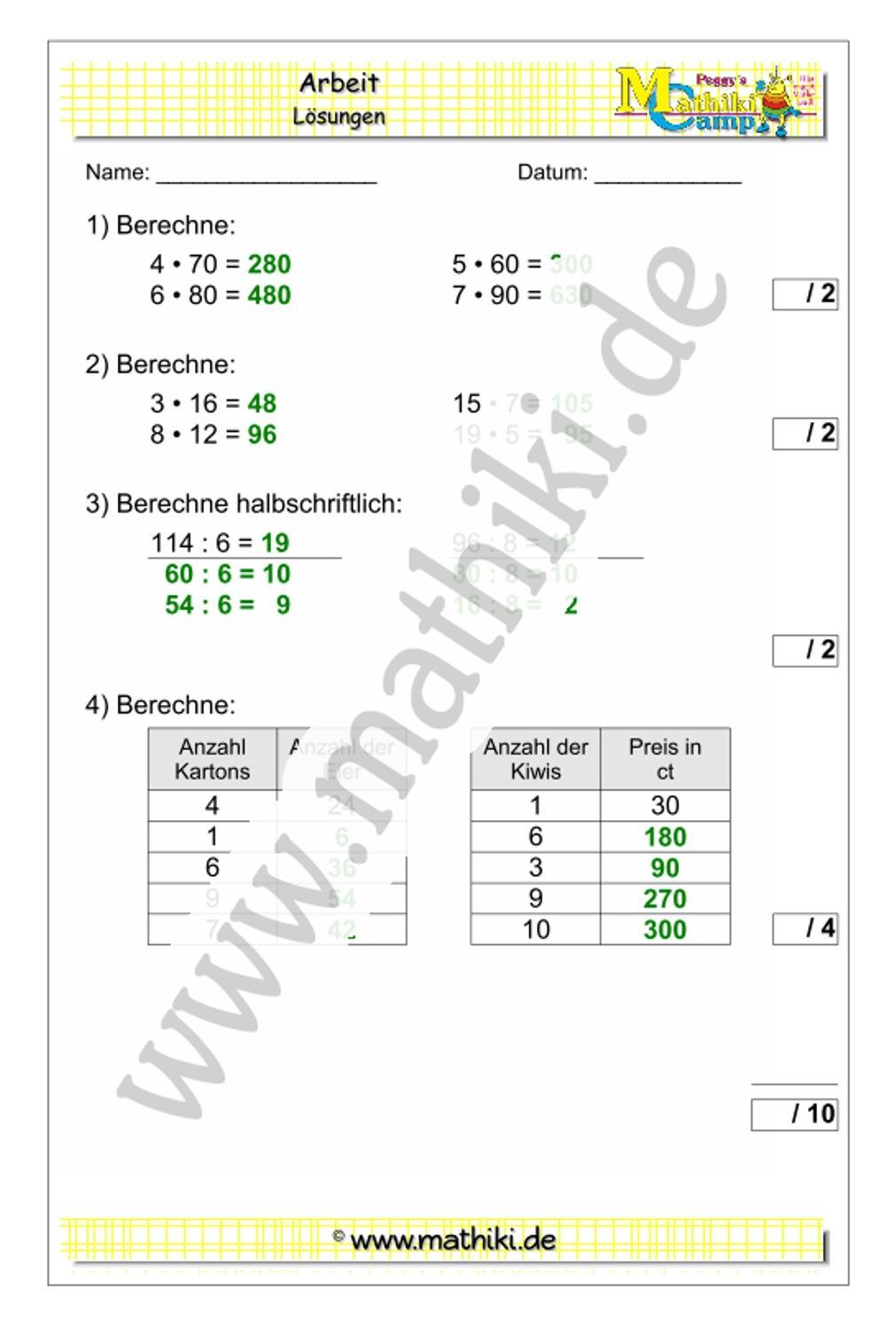 Mathearbeit klasse 3 – Artofit