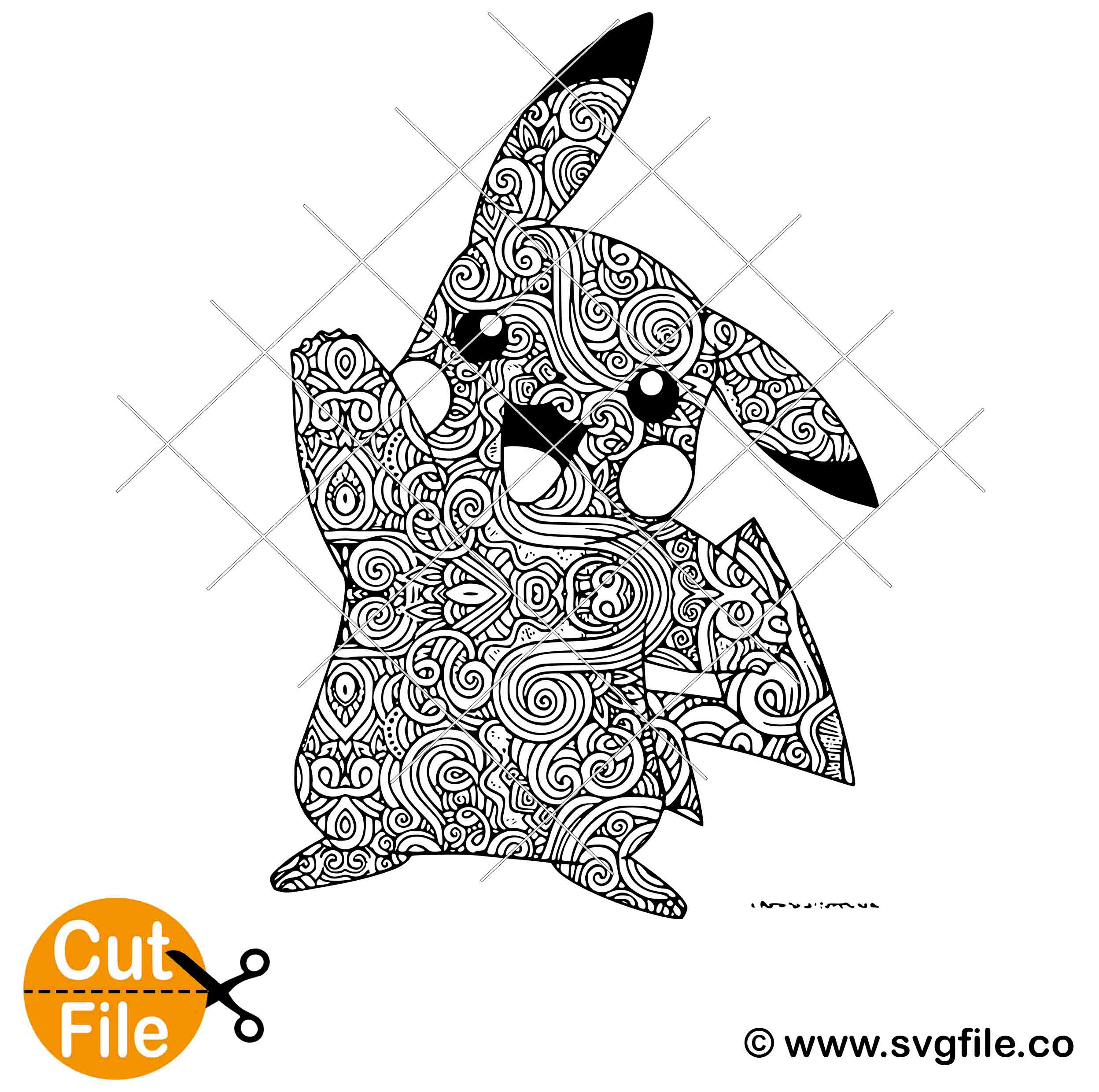 Pikachu Mandala SVG - Svgfile.co - 0.99 Cent SVG Files - Life Time Access