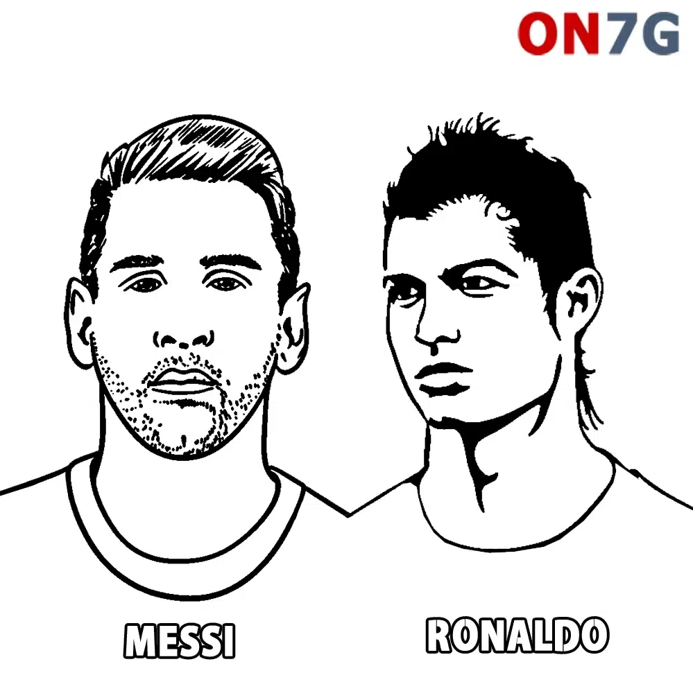 Ausmalbilder Fußball Messi Und Ronaldo | ON7G.COM | Ausmalbilder zum