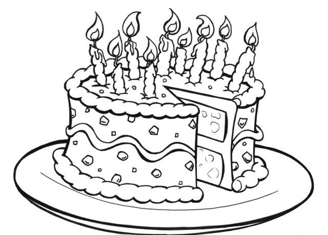 Birthday Cake Coloring Page Printable - Birthday Coloring Pages