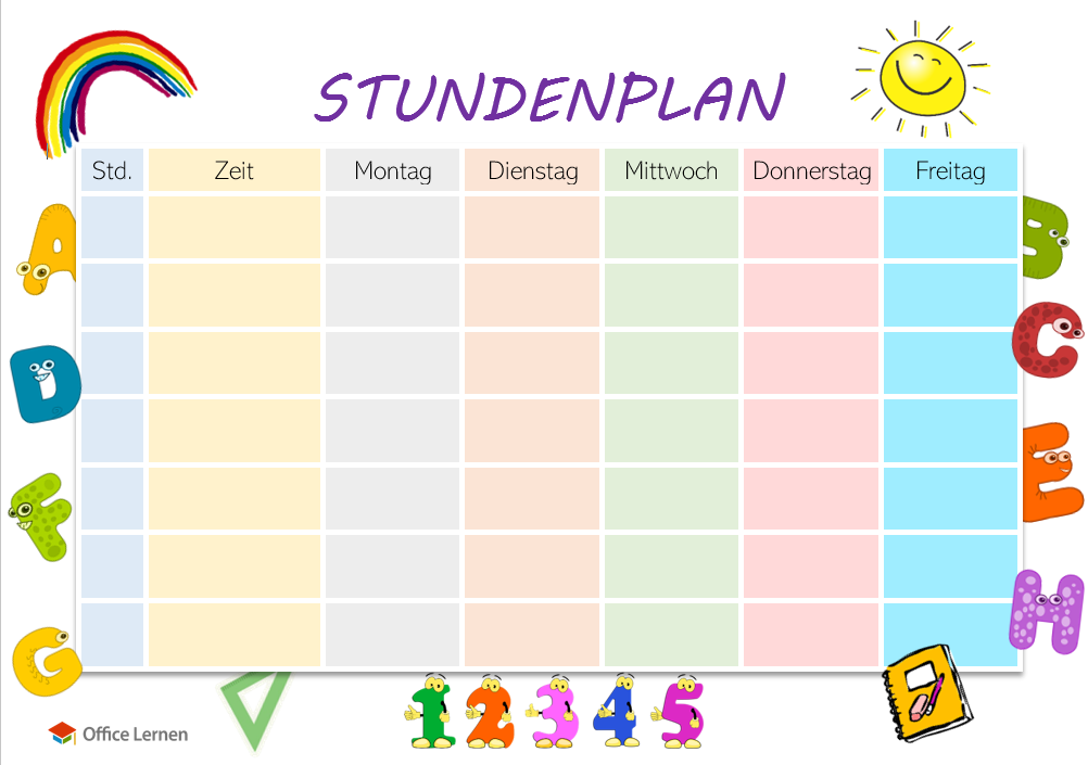 Kostenlose Stundenplanvorlagen - Office-Lernen.com