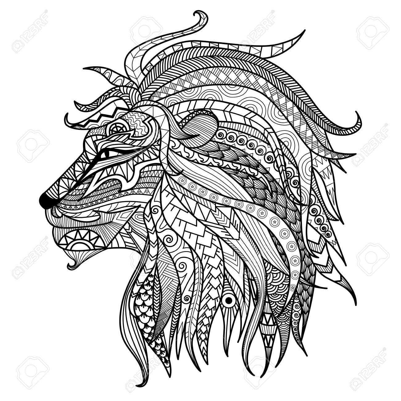 Hand gezeichnet Löwen Malvorlagen. | Lion coloring pages, Lion coloring