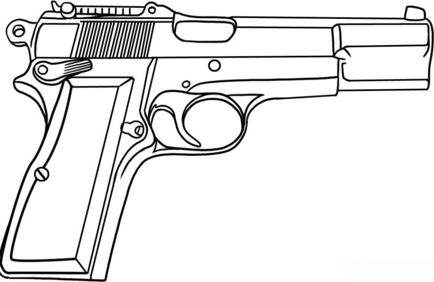 Malvorlagen zum Drucken Ausmalbild Pistole kostenlos 2