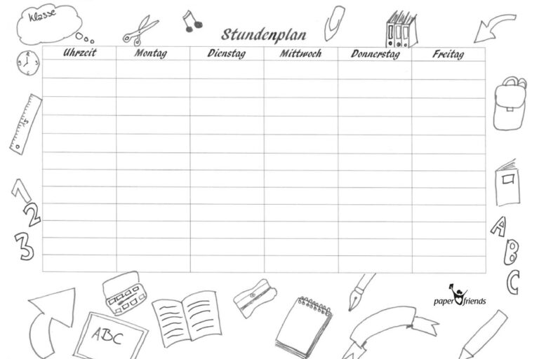 Stundenplan selbst gestalten | paper friends blog