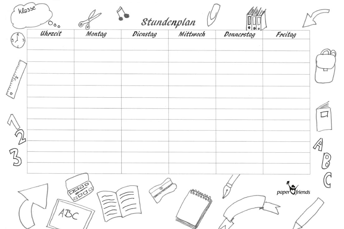 Stundenplan selbst gestalten | paper friends blog