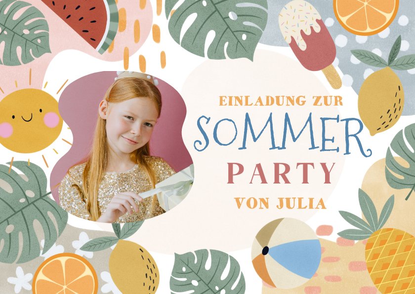 Bunte Einladung Sommerparty Kindergeburtstag | Send a Smile