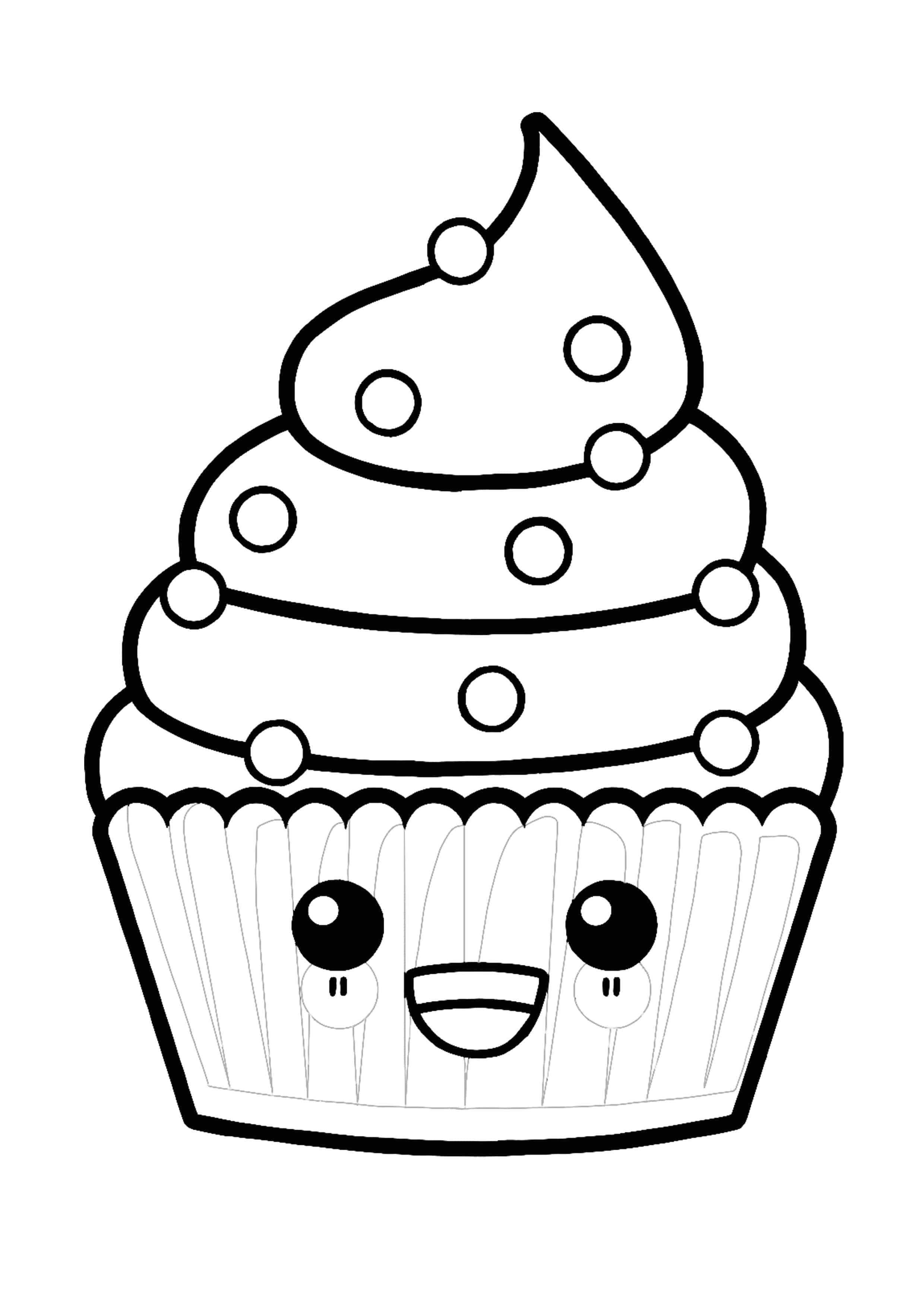 You can find here 2 free printable coloring pages of kawaii cupcake