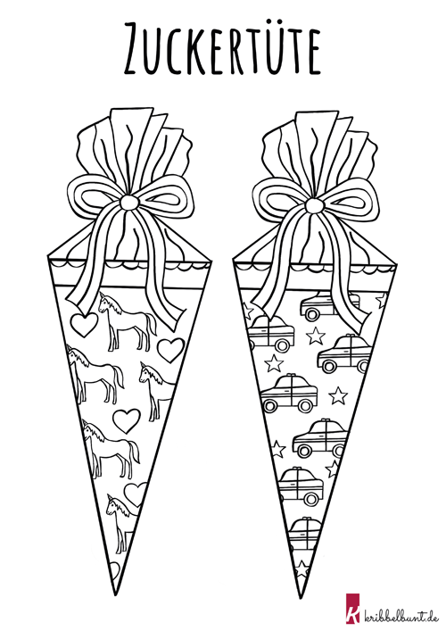 Schultüte Malvorlage Zum Ausdrucken - Susse Ausmalbilder Zum