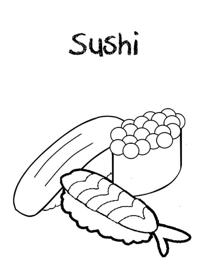 Tasty sushi coloring book to print and online